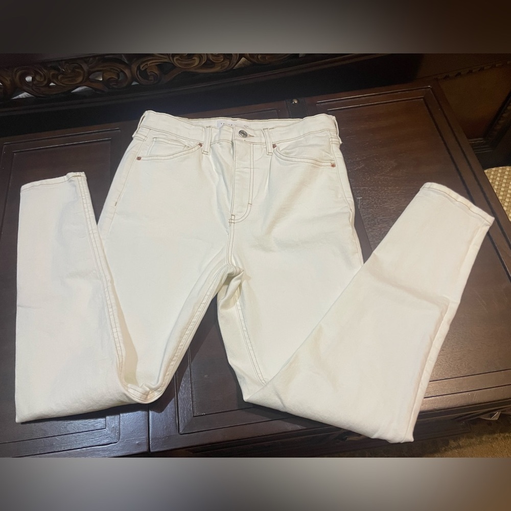 white denim pants topshop size l w 32‎ / 81 cm long - Picture 15 of 15